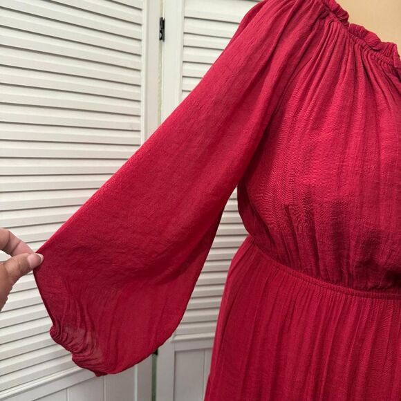 MITTOSHOP Long Sleeve Elastic Waist Tiered Versatile Maxi Dress, NWT! 2X 2XL - Picture 3 of 13